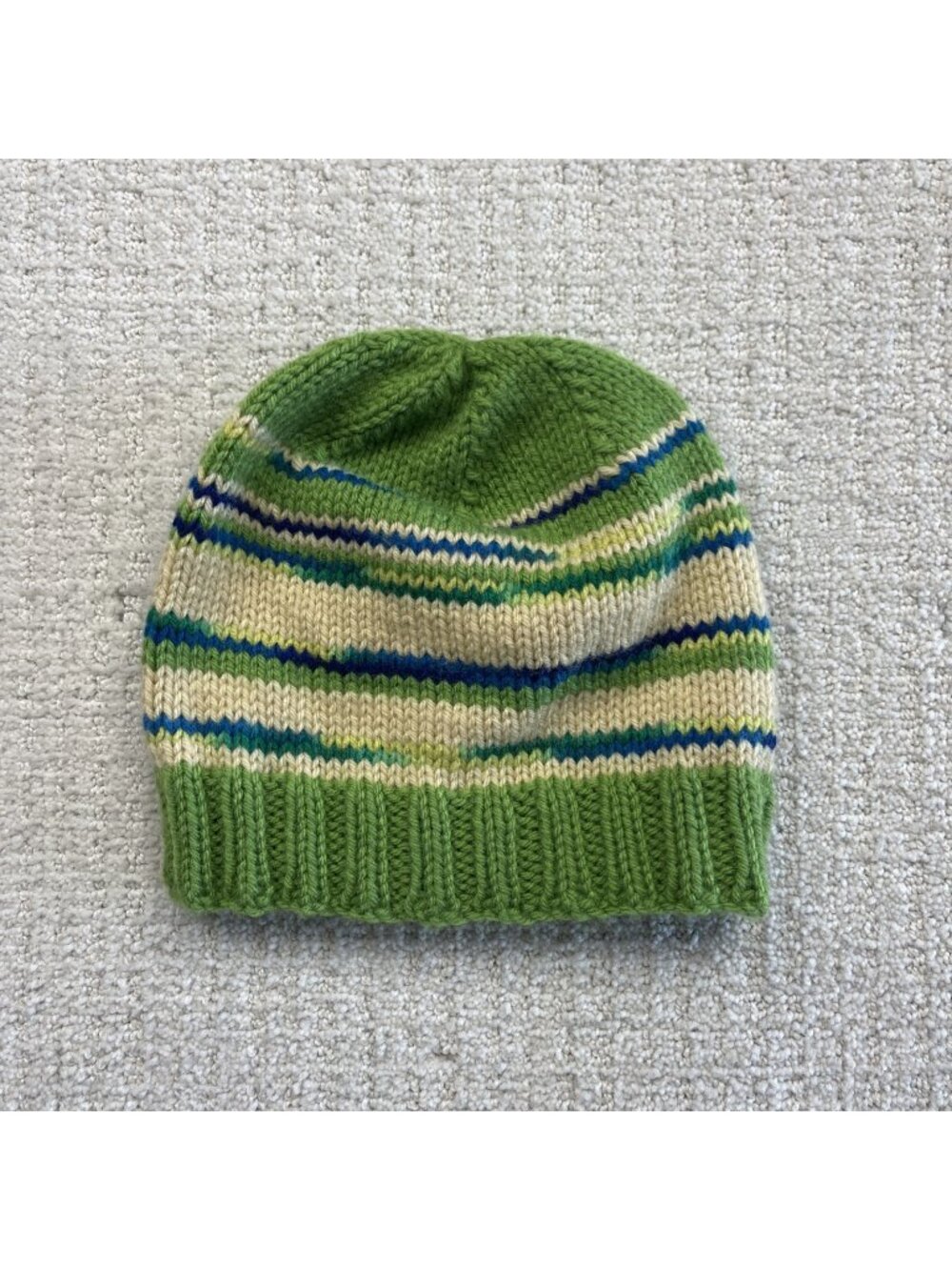 Hand Knit Beanie Crochet Winter Hat Women Adult Knitted Green / Blue Nordic